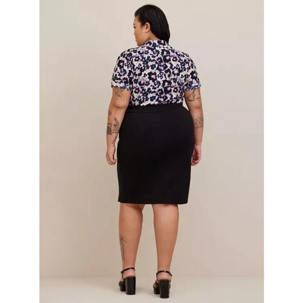 At The Knee Ponte Crepe stretch Dress  3 (3X) leapord bodice career proffesional - Picture 3 of 9